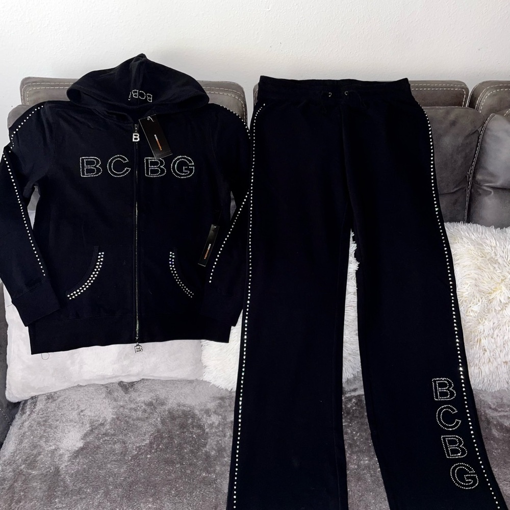 BCBG Black Rhinestone Tracksuit